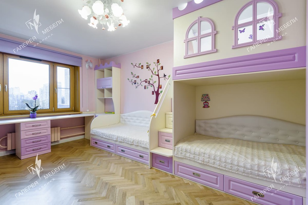 Детская комната для двух девочек - Фотографии проектов -